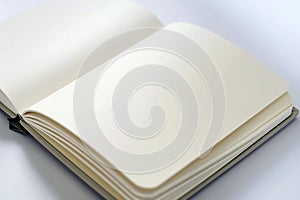 Open Blank Notebook on White Background