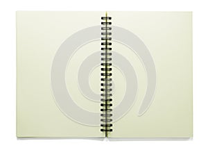Open blank sketchbook isolated on white background with clipping path photo