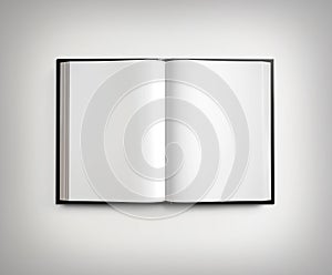 Open blank textbook on light gradient