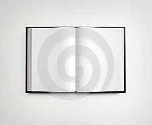 Open blank textbook on white