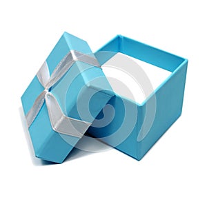 Open blue box for gifts