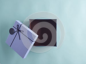 Open blue christmas gift box