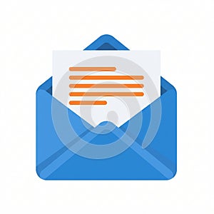 Open Blue Envelope with Letter Inside for Communication