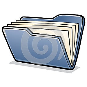 Open Blue File Folder With Documents Inside Clipart