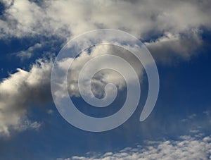 Open blue sky with small white clouds