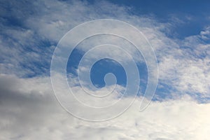 Open blue sky with thin white clouds