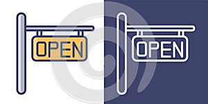 Open Board Restaurant icon Filled Line and Outline for your website design  icon  logo  app. Vector Premium Ilustration