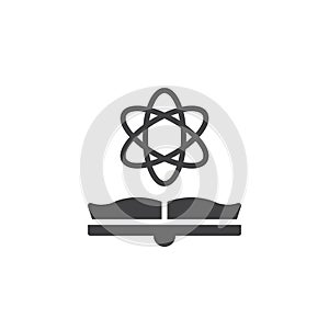Open book and atom vector icon