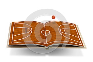 Open book with basketball court