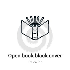 Open book black cover outline vector icon. Thin line black open book black cover icon, flat vector simple element illustration