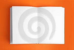 Open book with blank pages on background