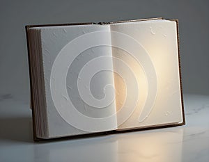 Open Book with Blank Textured Pages on Light Surface