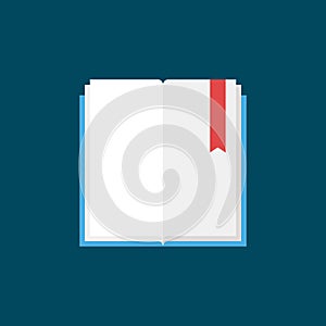 Open book with bookmark flat vector icon