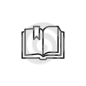 Open book with bookmark line icon