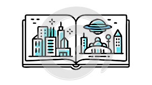 Open Book with Clouds. Learning and Creativity Icon, vector design Generative AI