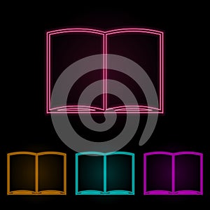 open book color neon set. Simple thin line, outline vector of web icons for ui and ux, website or mobile application
