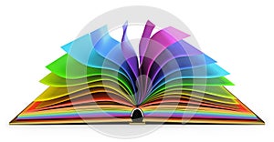 Open book with colorful pages