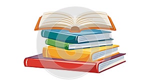 Open book on colorful stack, symbolizing open learning & wisdom, vector design Generative AI