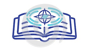 Open book with compass, knowledge and discovery, guidance, vector design Generative AI