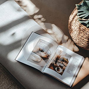 Open Book on a Couch with Sunbeams