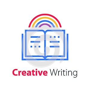 Open book, creative writing and storytelling, education concept, read summary