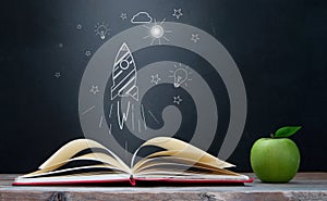 Open book creativity and learning concept