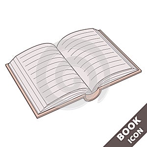 Open book 3D vector icon in flat style
