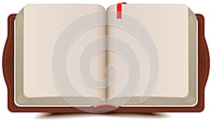 Open book diary with bookmark