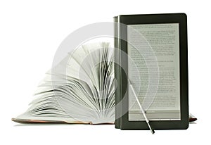 Open book and ebook reader