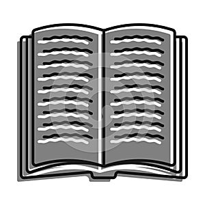 Open book. Education at school, knowledge acquisition in the library. Linear icon. Simple black and white vector