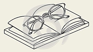 Open Book with Eyeglasses, Learning and Knowledge, vector design Generative AI