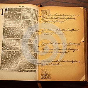 Open book featuring a left page