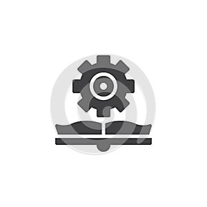 Open book and gear vector icon