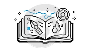 Open Book with Gears: Knowledge Innovation Learning, vector design Generative AI