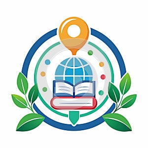 An open book with a globe resting on top, symbolizing knowledge and global awareness, Design a simple yet elegant symbol for a