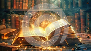 An Open Book Glowing With Magic and Ancient Wisdom
