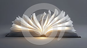 Open book glowing pages knowledge wisdom light