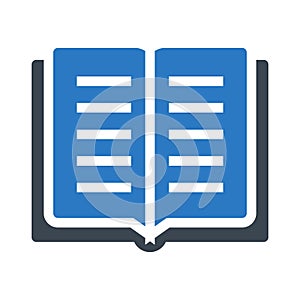 Open book glyph color flat vector icon