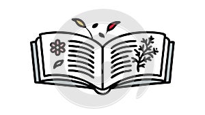 Open Book with Growing Plants, Nature Education, vector design Generative AI