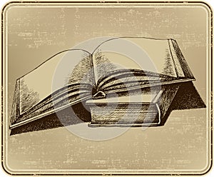 Open book, hand-drawing. Vector illustration.