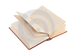 Open book with hard cover isolated