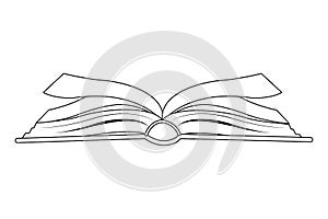 Open book icon cartoon isolated black and white