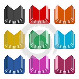 Open book icon, color icons set