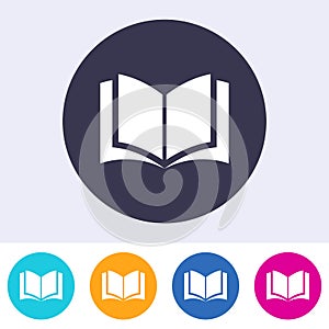 Open book icon colorful buttons