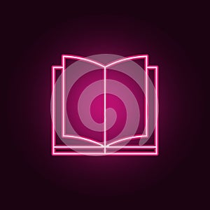 open book icon. Elements of Books and magazines in neon style icons. Simple icon for websites, web design, mobile app, info