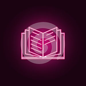 open book icon. Elements of Books and magazines in neon style icons. Simple icon for websites, web design, mobile app, info
