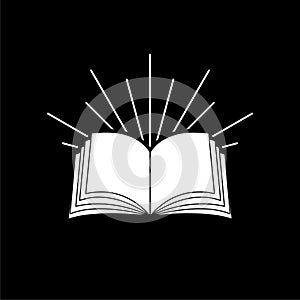 Open book icon isolated on dark background