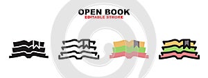 Open Book icon set with different styles. Editable stroke and pixel perfect. Can be used for web, mobile, ui and more
