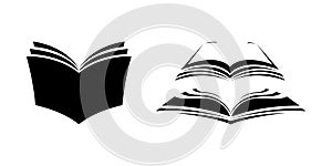 Open Book Icon Silhouette Vector