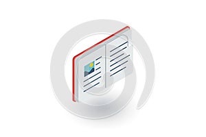 Open book isometric flat icon. 3d vector